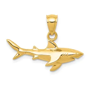 14K Gold Men's Shark Pendant, Solid Casted Design, Bold and Themed