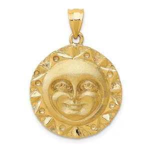 14K Gold Men's Sun Pendant with Polished Satin Finish  Timeless Elegance and Versatile Style