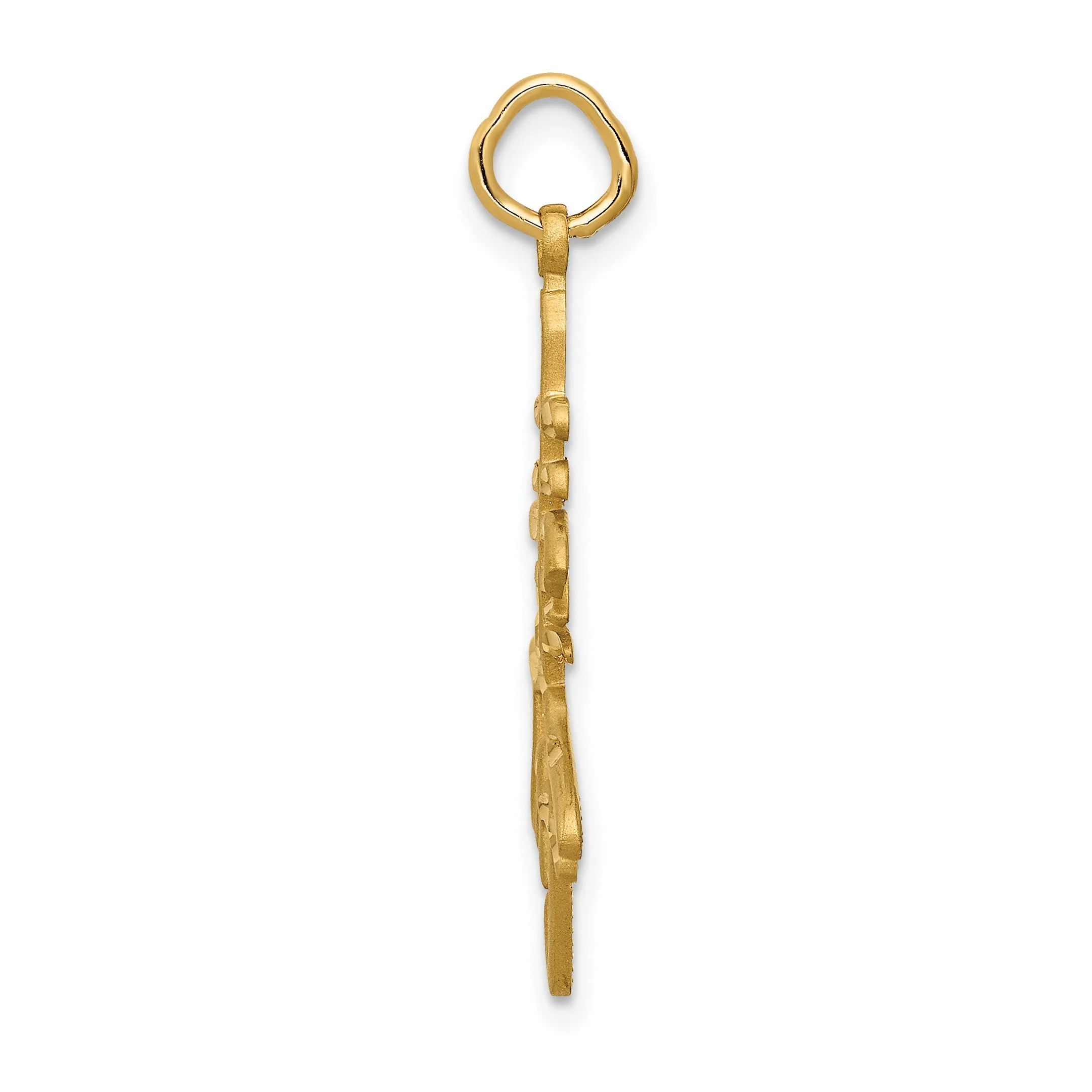 14K Gold Men's Themed Pendant with Polished Satin Finish
