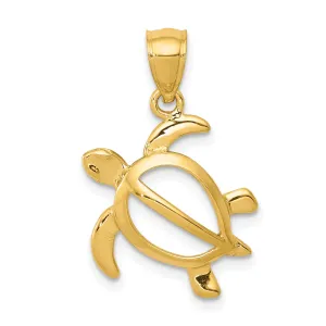 14K Gold Men's Turtle Pendant with Polished Solid Design