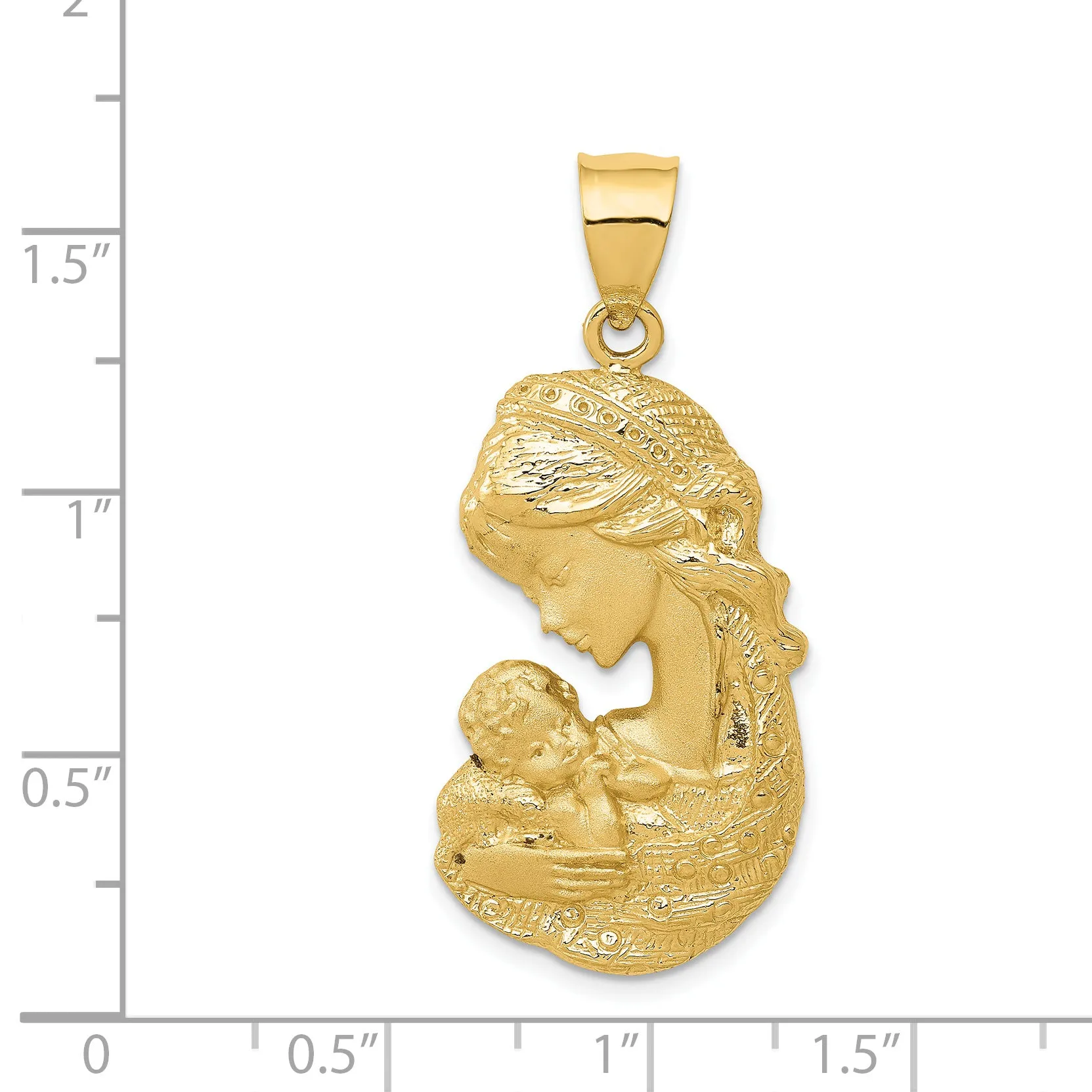 14K Gold Mother Holding Child Charm  Solid Satin Polished Elegance