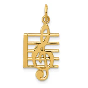 14K Gold Musical Staff Charm with Polished Finish Elegant Themed Design