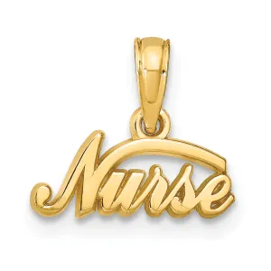 14K Gold Nurse Pendant with Polished Finish Solid and Casted Design