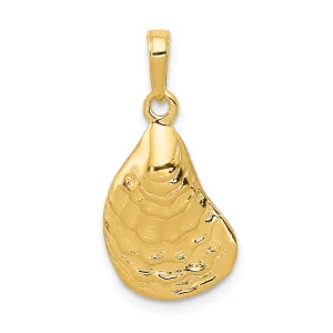 14K Gold Oyster Shell Pendant for Men with Polished Textured Finish