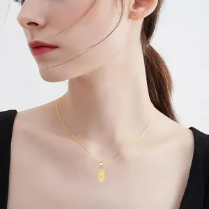 14K Gold Plated Virgin Mary Necklaces for Women 925 Sterling Silver Religious Necklaces with Cubic Zirconia Jewelry Gifts