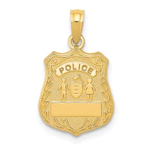 14K Gold Police Badge Pendant with Polished Finish, Engravable