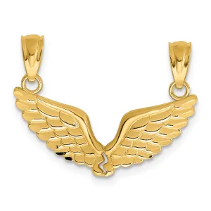 14K Gold Polished Break Apart Angel Wings Pendant Set  Elegant & Gift Ready