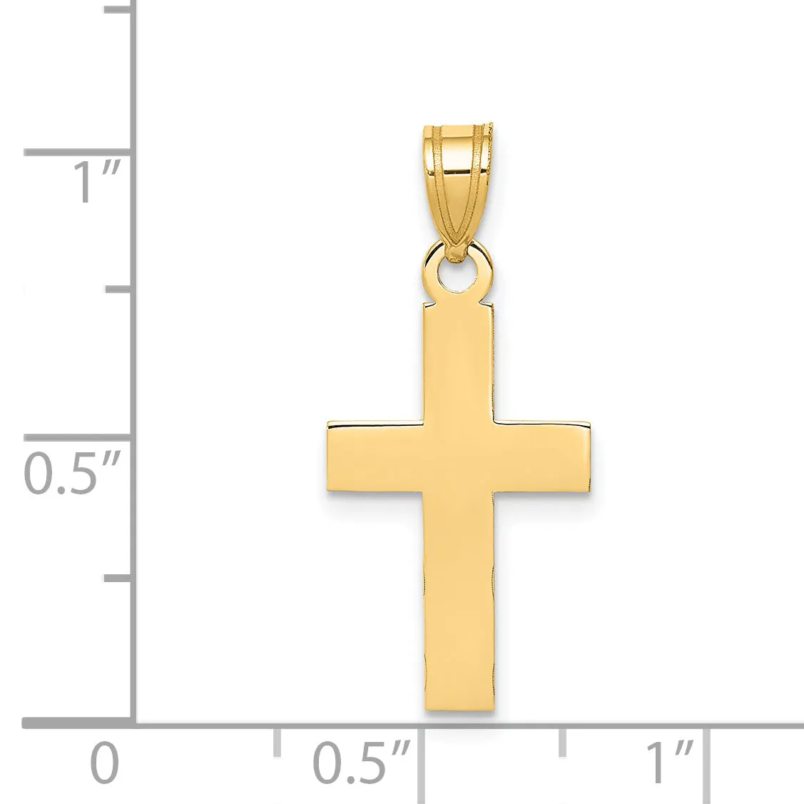14K Gold Polished Cross Charm with Solid Flat Back