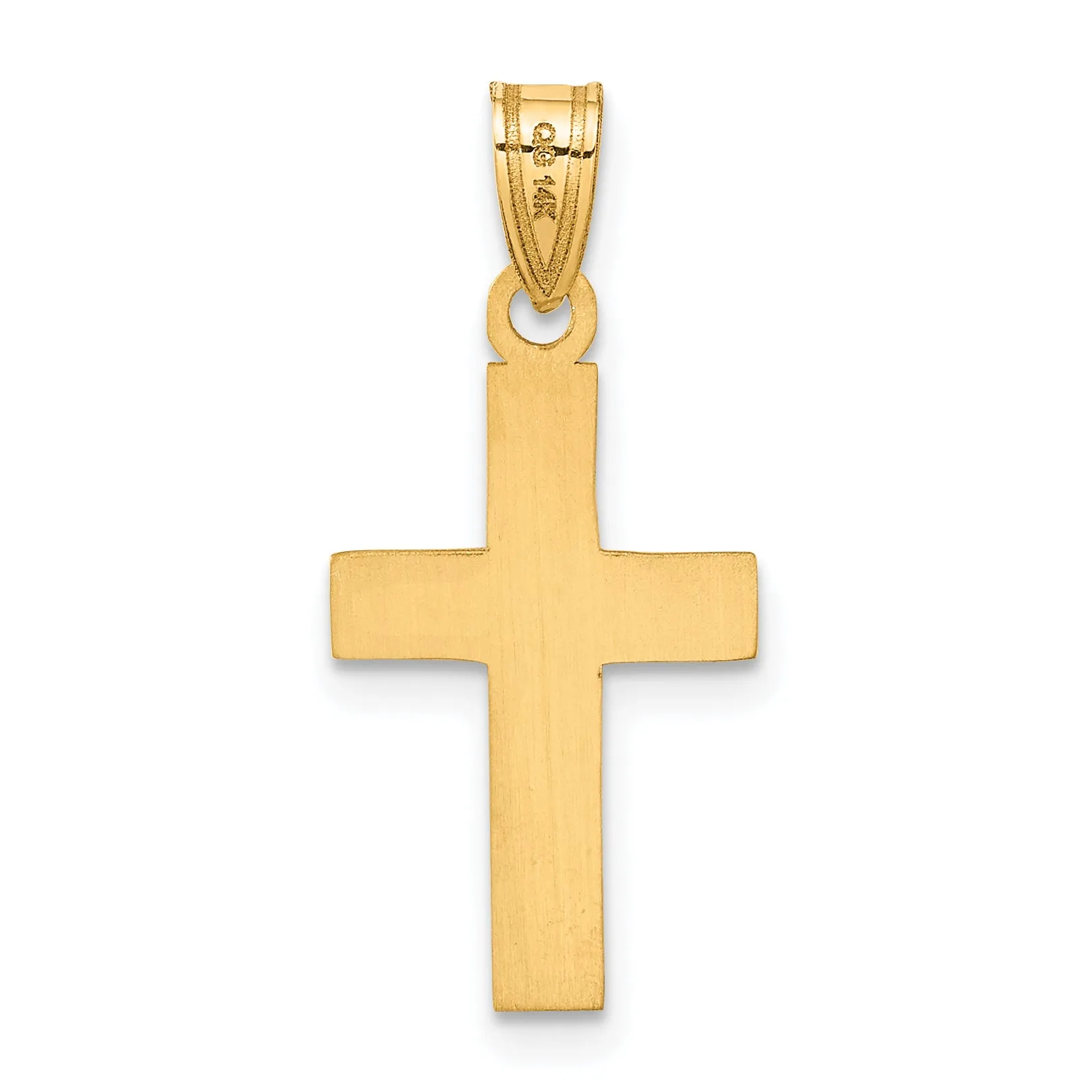 14K Gold Polished Cross Charm with Solid Flat Back