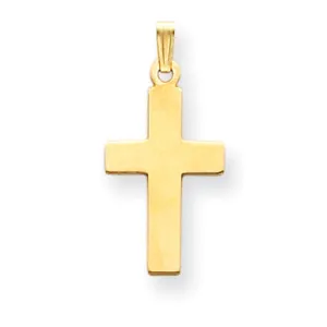 14K Gold Polished Cross Charm with Solid Flat Back