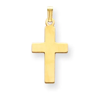 14K Gold Polished Cross Charm with Solid Flat Back