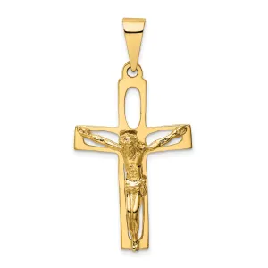 14K Gold Polished Crucifix Pendant with Solid Cast Design