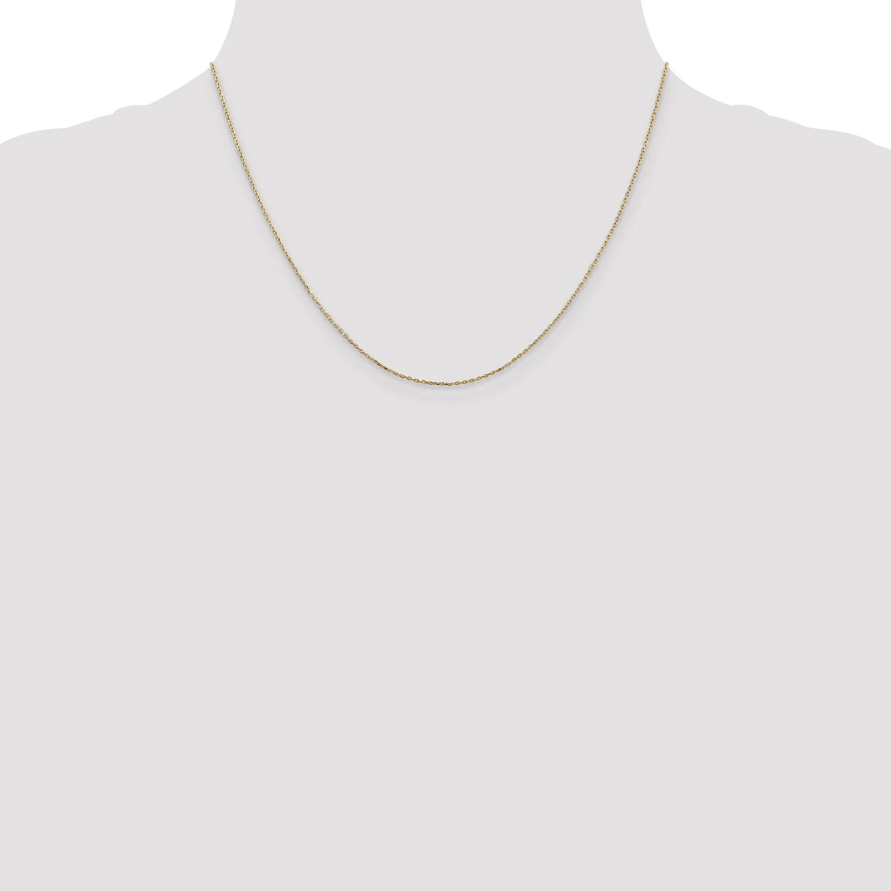 14K Gold Polished Diamond-Cut Cable Chain with Lobster Clasp