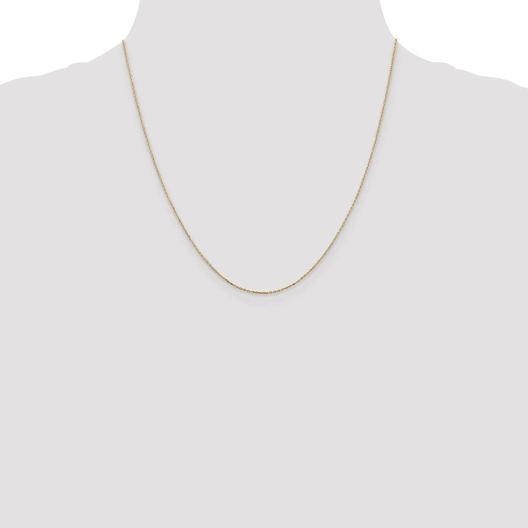 14K Gold Polished Diamond-Cut Cable Chain with Lobster Clasp