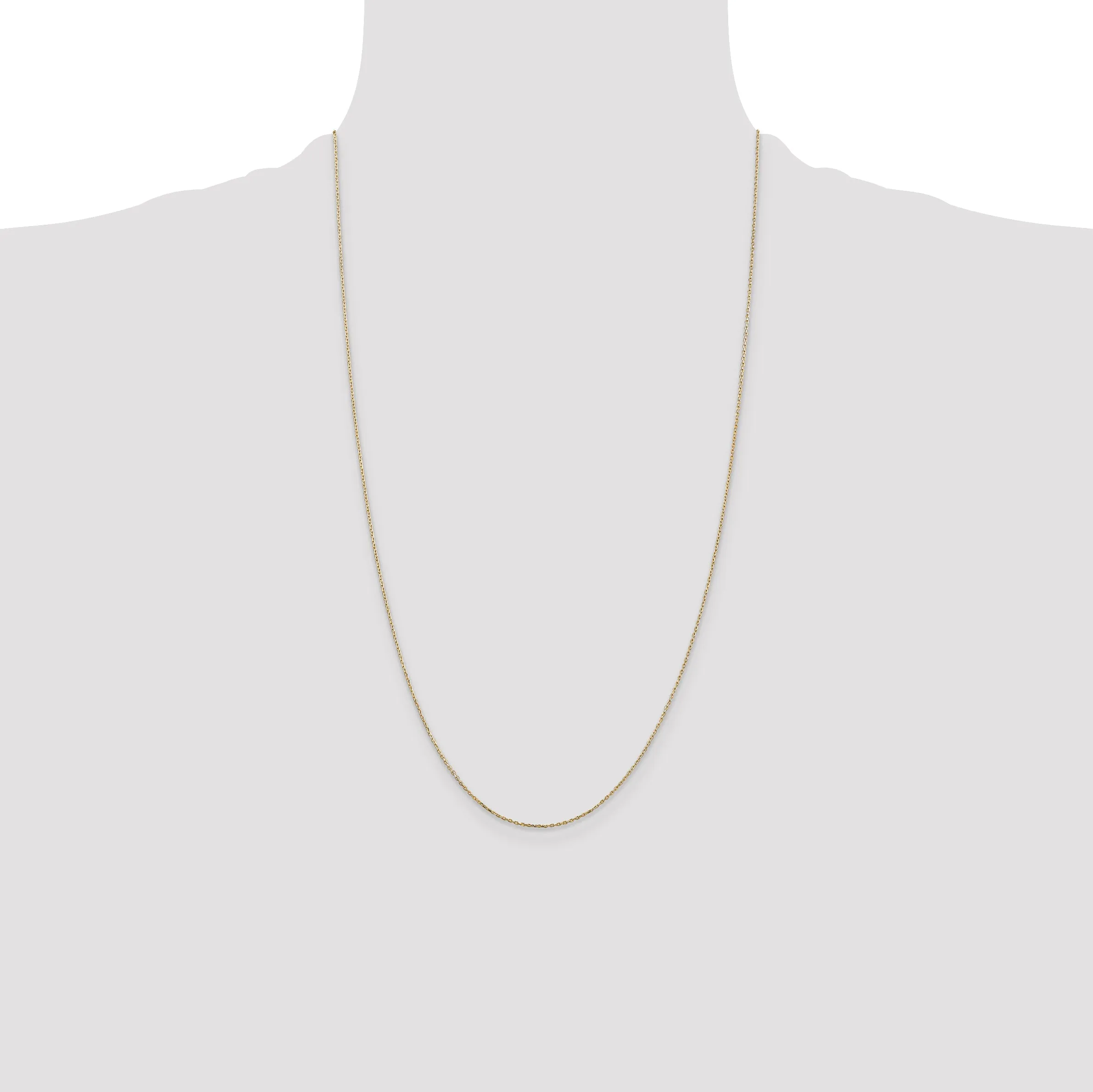 14K Gold Polished Diamond-Cut Cable Chain with Lobster Clasp