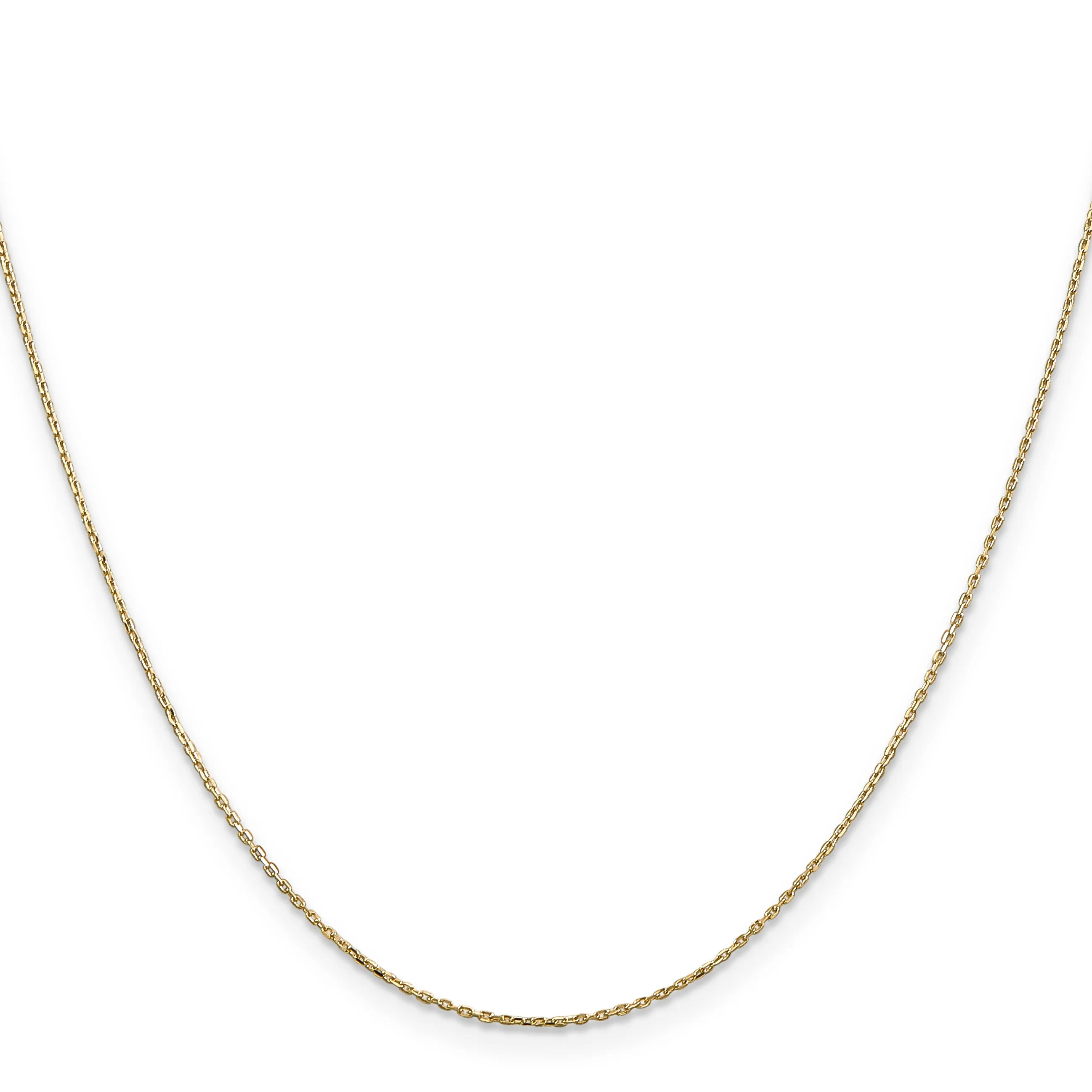 14K Gold Polished Diamond-Cut Cable Chain with Lobster Clasp
