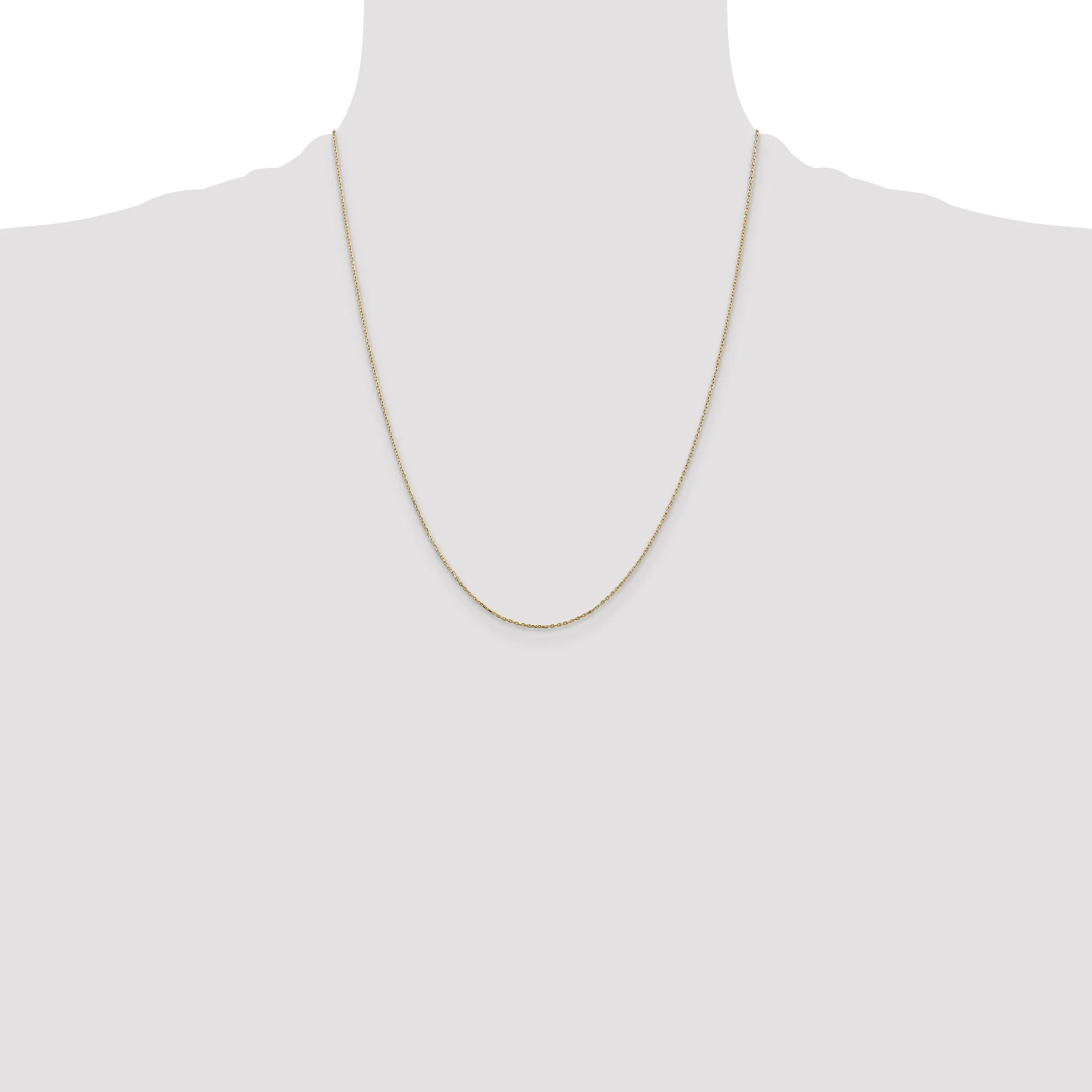 14K Gold Polished Diamond-Cut Cable Chain with Lobster Clasp
