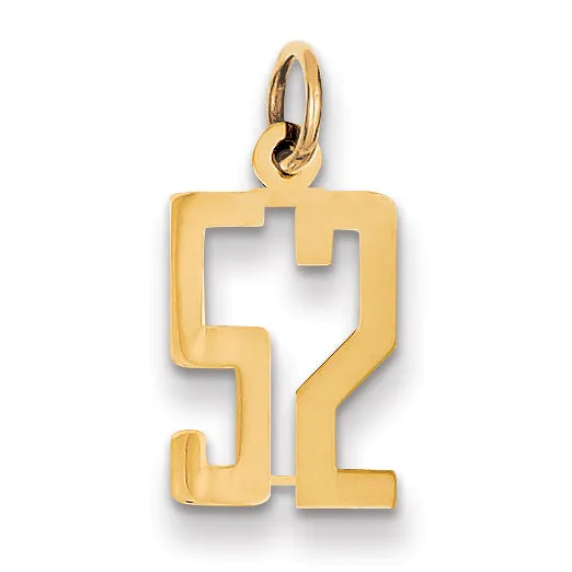 14K Gold Polished Elongated 52 Charm Small Laser-Cut Pendant