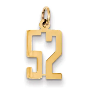 14K Gold Polished Elongated 52 Charm Small Laser-Cut Pendant