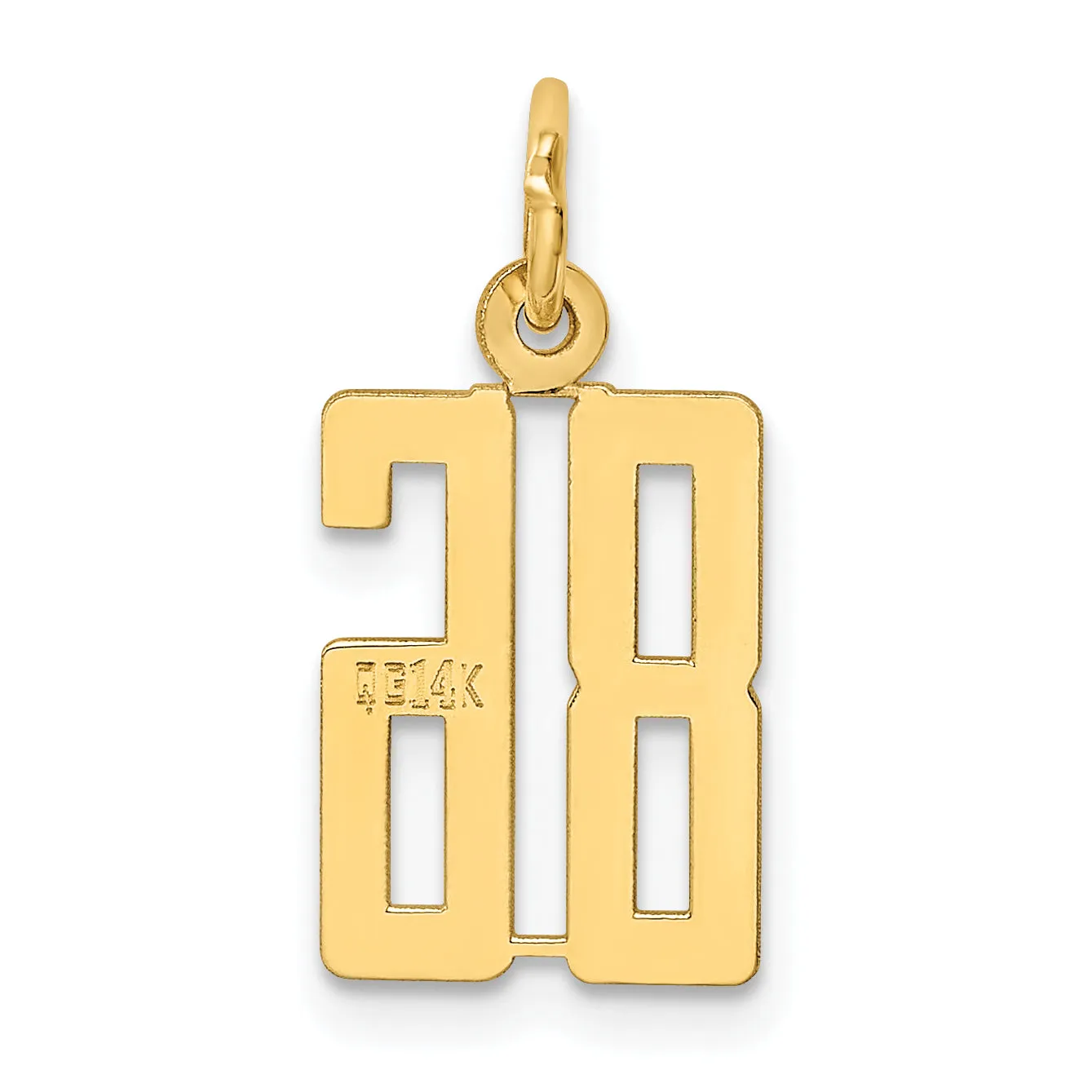 14K Gold Polished Elongated 86 Charm  Laser Cut Elegant Design