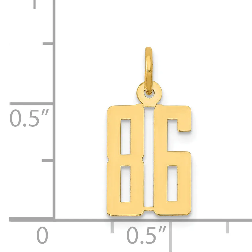 14K Gold Polished Elongated 86 Charm  Laser Cut Elegant Design