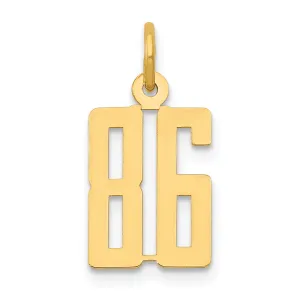 14K Gold Polished Elongated 86 Charm  Laser Cut Elegant Design