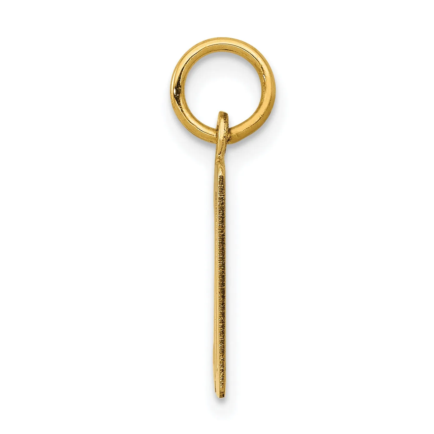 14K Gold Polished Elongated Charm Small, Laser Cut Design