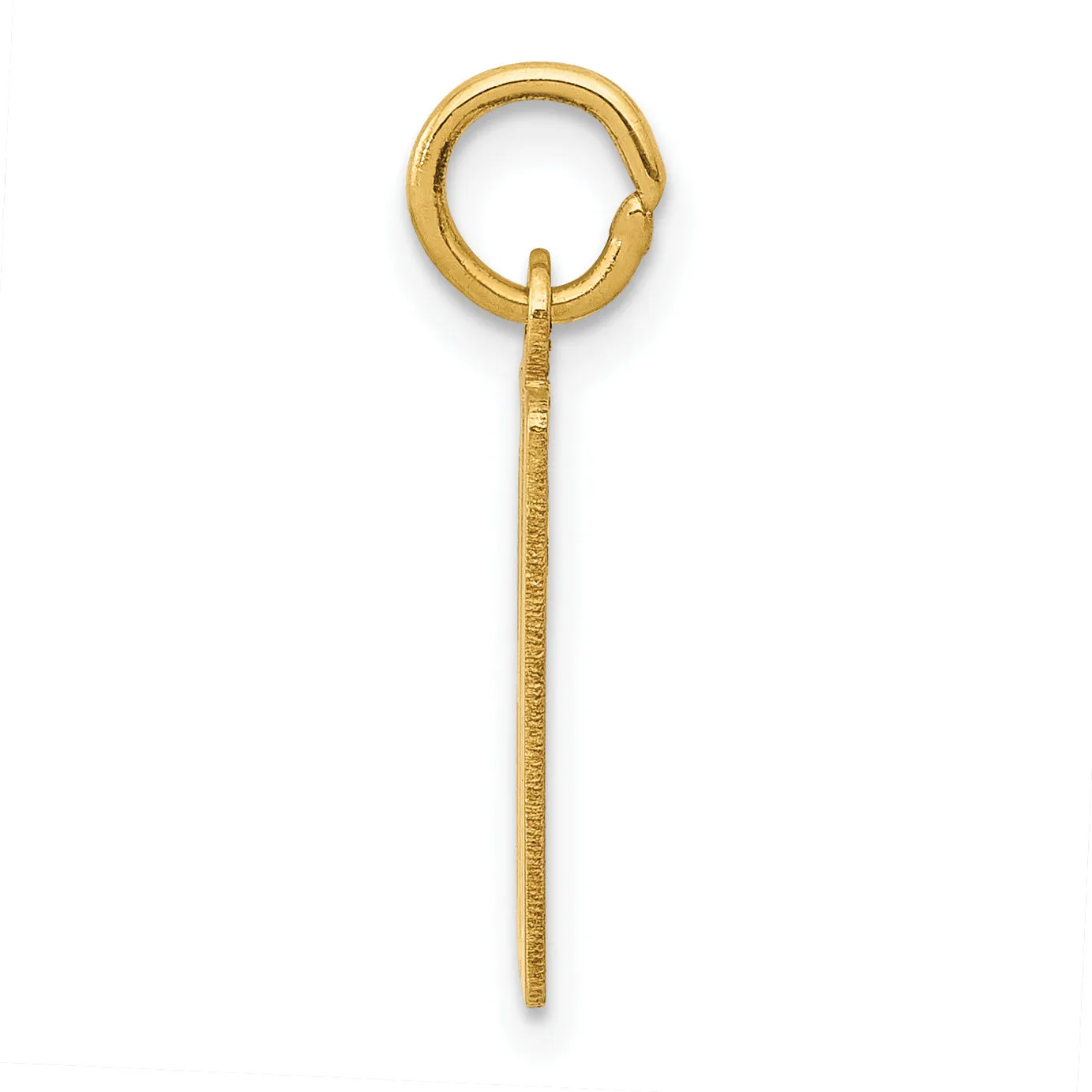 14K Gold Polished Elongated Charm  Small, Laser Cut Design