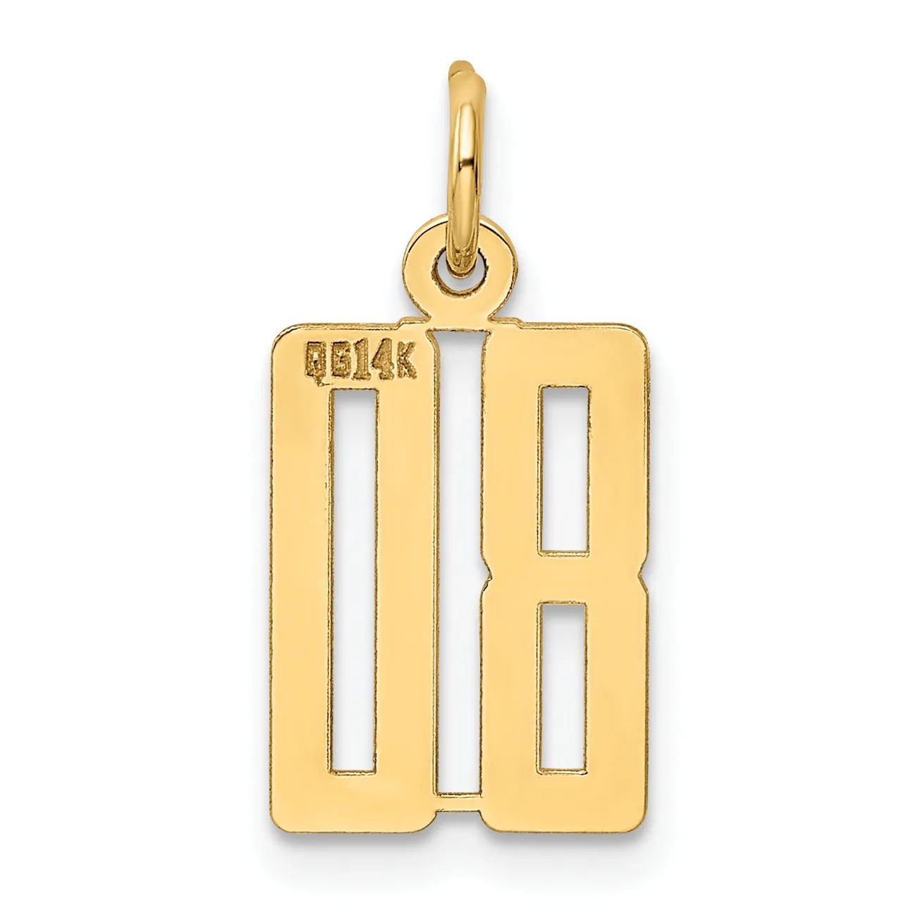 14K Gold Polished Elongated Charm  Small, Laser Cut Design