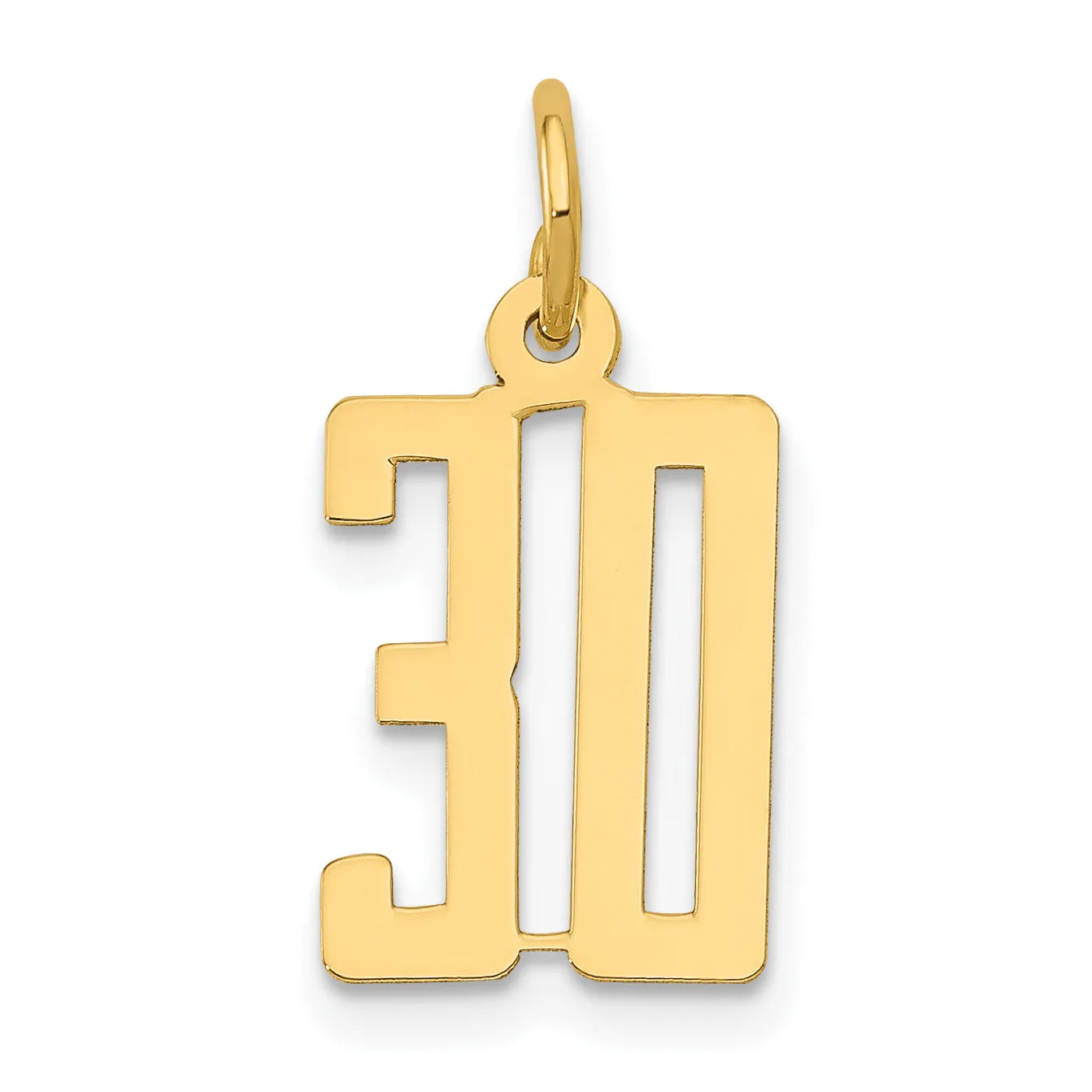 14K Gold Polished Elongated Charm Small, Laser Cut Design