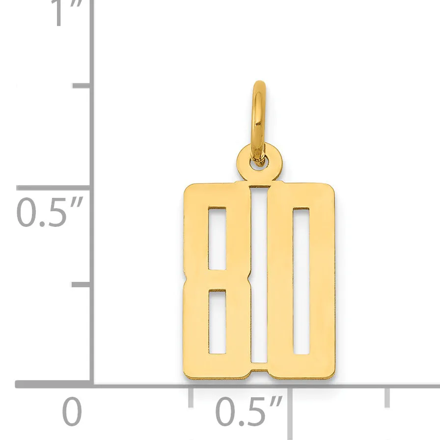 14K Gold Polished Elongated Charm  Small, Laser Cut Design