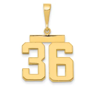 14K Gold Polished Number 36 Charm Medium Size Ideal for Themed Jewelry