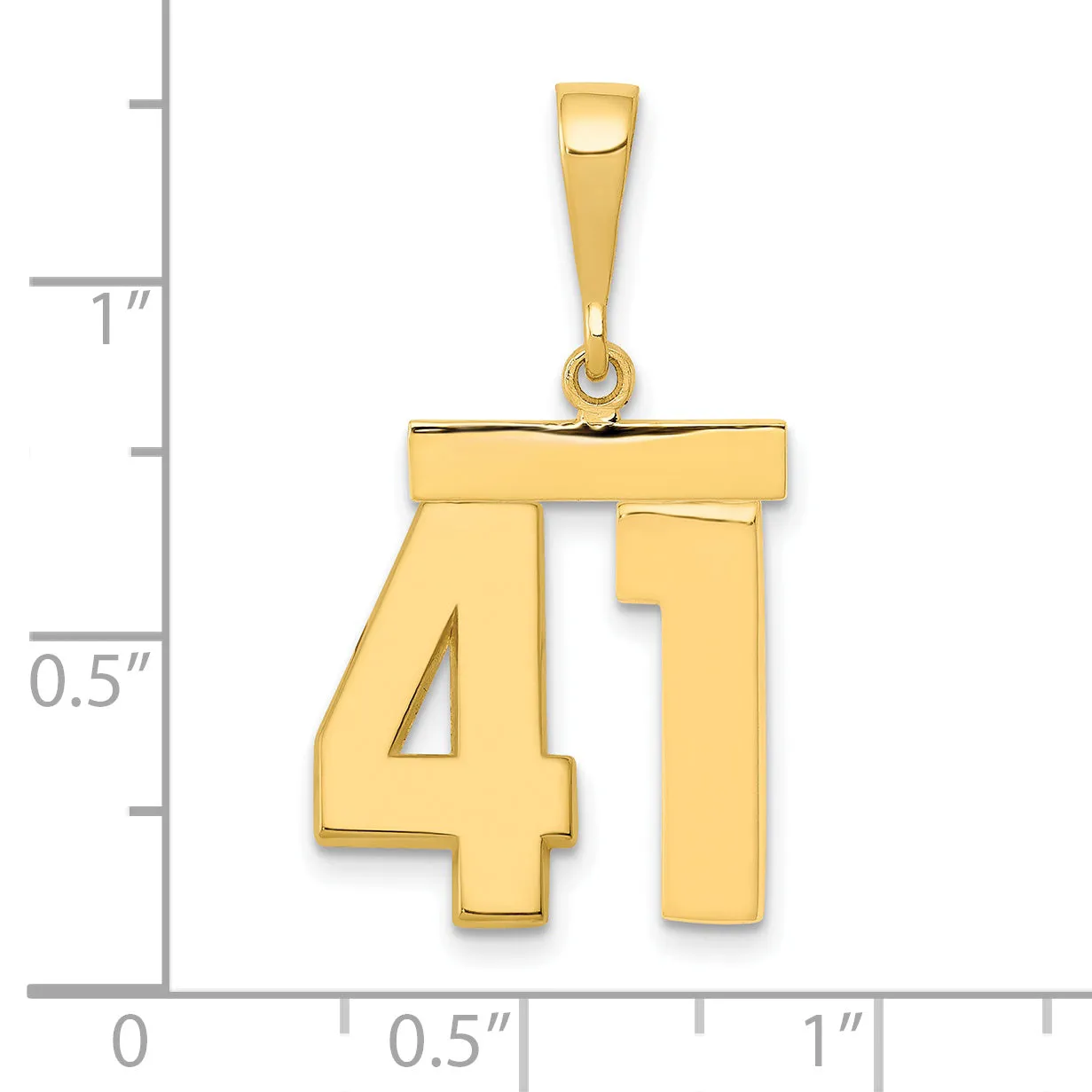 14K Gold Polished Number 41 Charm in Medium Size