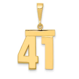 14K Gold Polished Number 41 Charm in Medium Size