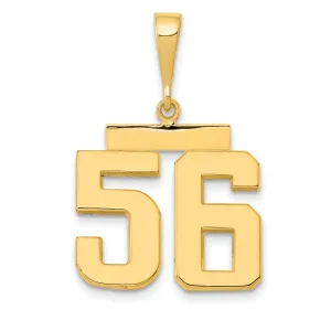 14K Gold Polished Number 56 Charm in Elegant Medium Size
