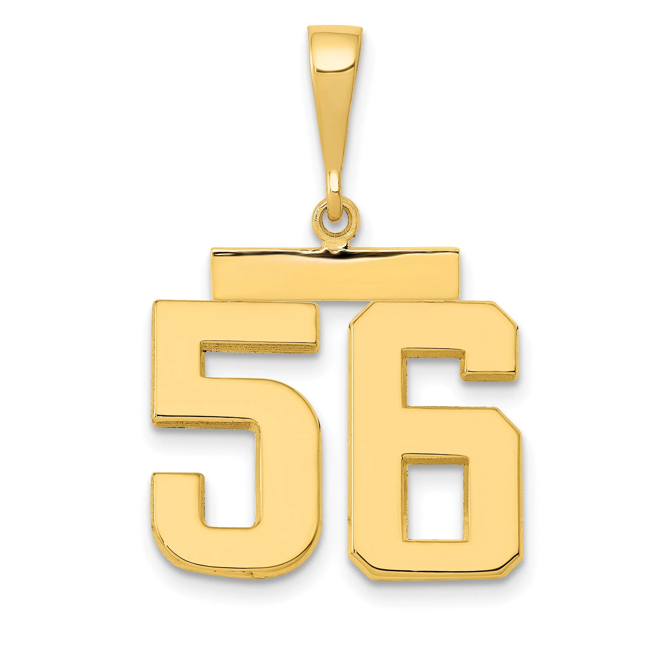 14K Gold Polished Number 56 Charm in Elegant Medium Size