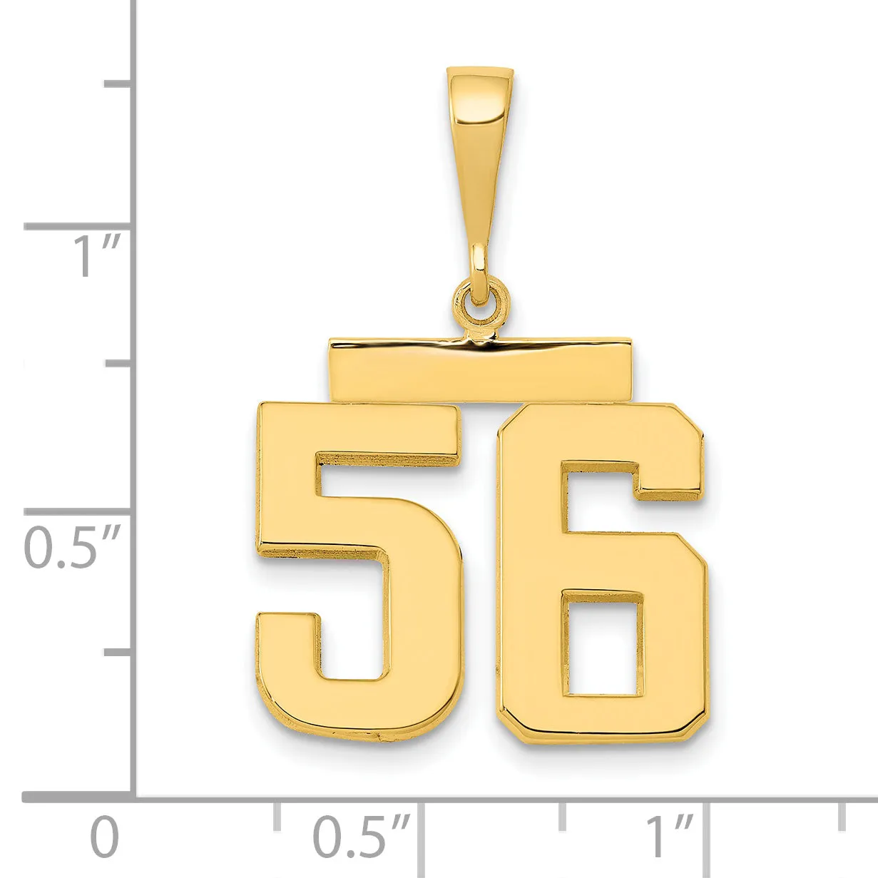 14K Gold Polished Number 56 Charm in Elegant Medium Size