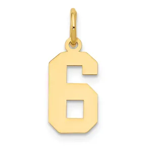 14K Gold Polished Number 6 Charm  Elegant Small Pendant