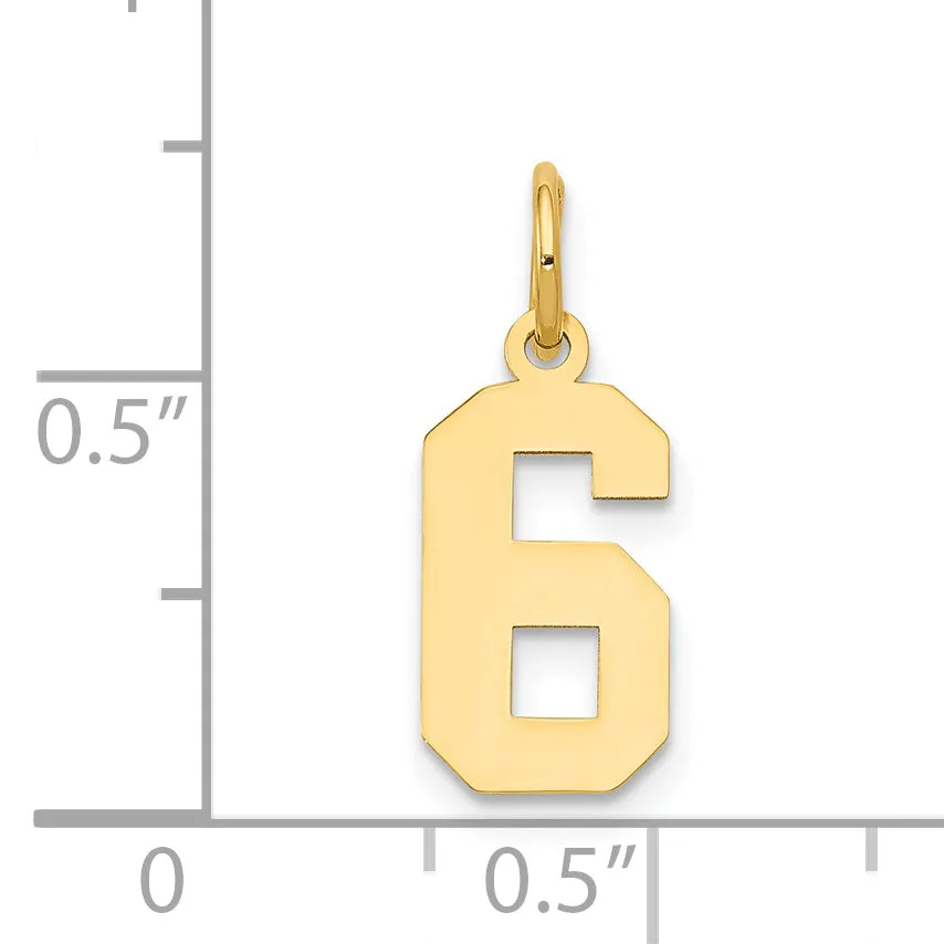 14K Gold Polished Number 6 Charm  Elegant Small Pendant