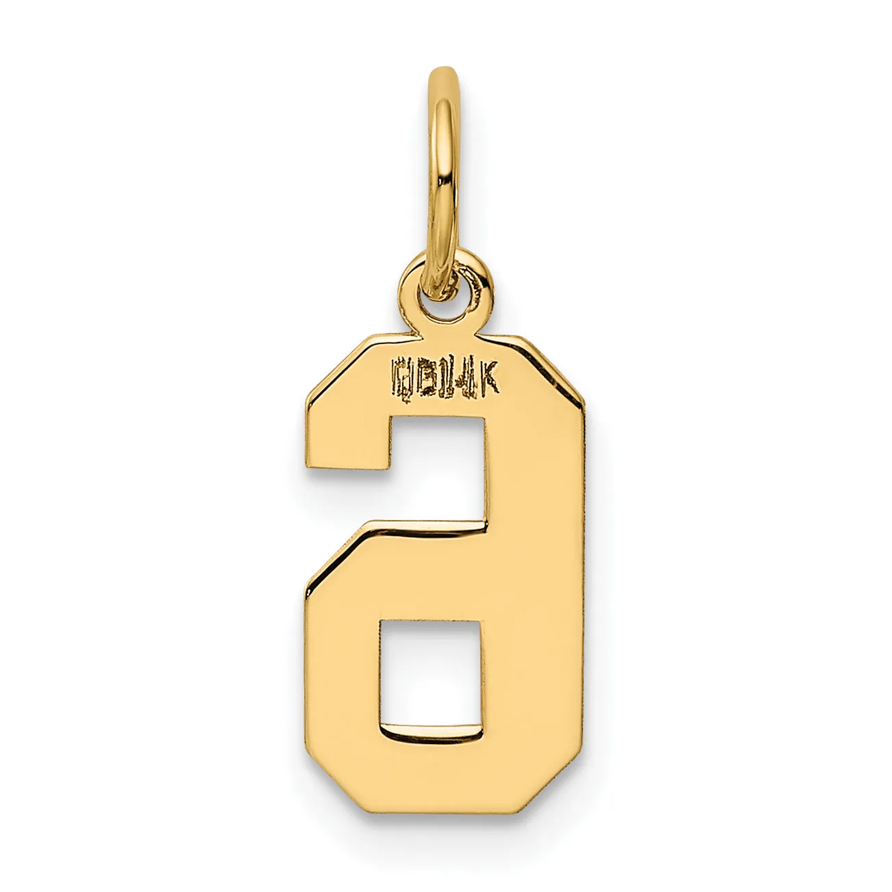 14K Gold Polished Number 6 Charm  Elegant Small Pendant