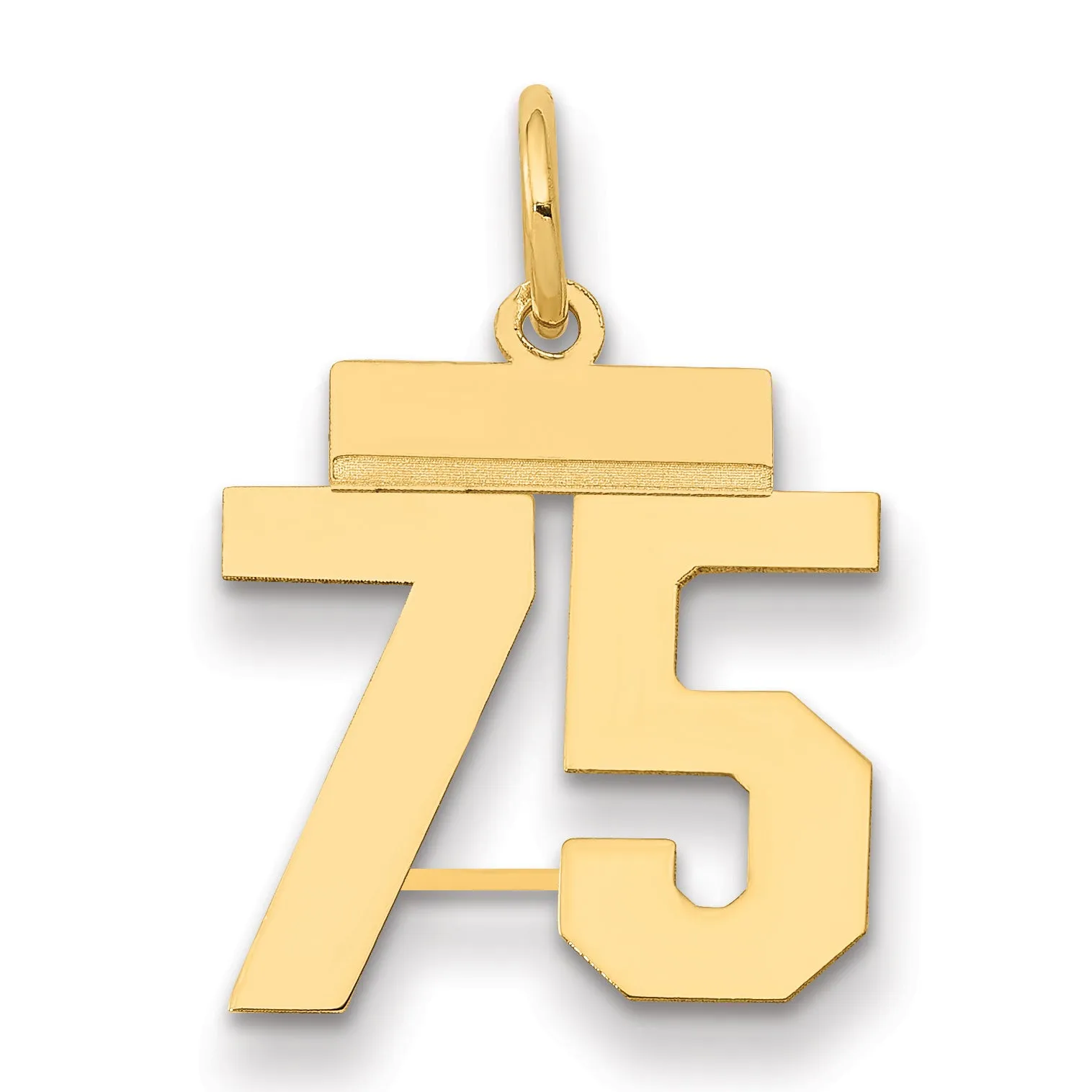 14K Gold Polished Number 75 Charm  Small, Laser-Cut, Elegant Design