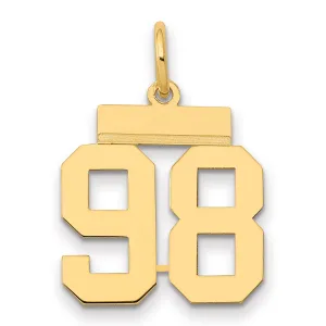 14K Gold Polished Number 98 Charm with Laser Cut Design