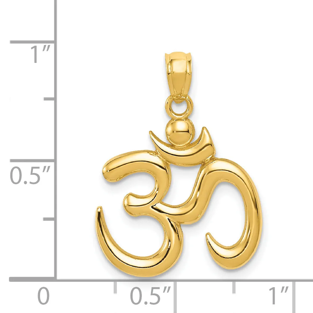 14K Gold Polished Om Pendant for Men  Elegant Solid Design