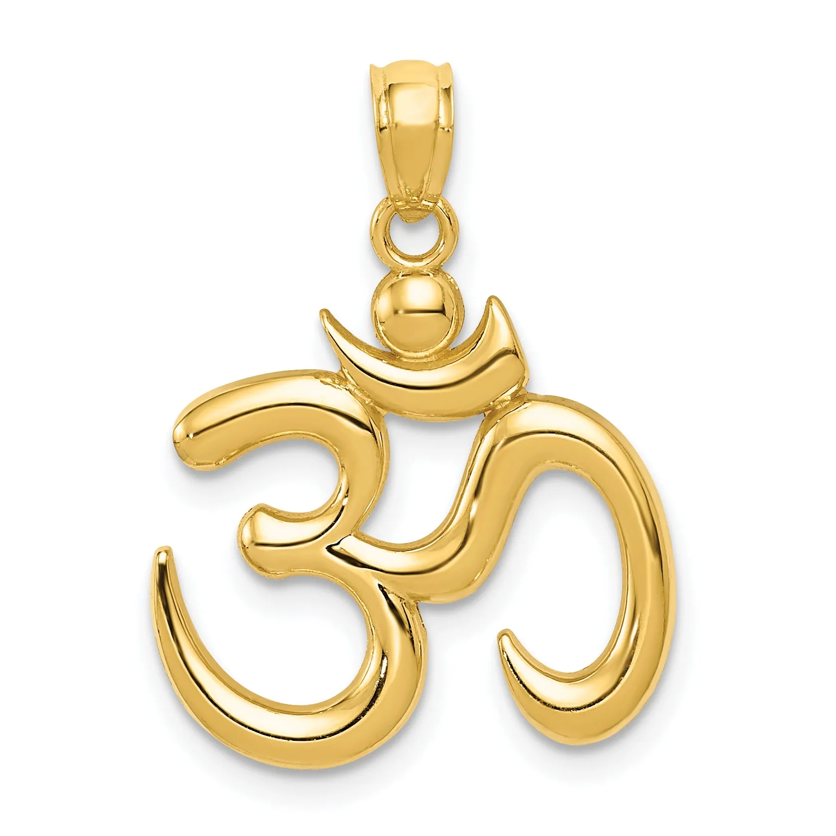 14K Gold Polished Om Pendant for Men  Elegant Solid Design