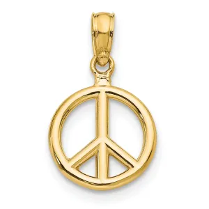 14K Gold Polished Peace Symbol Pendant Solid and Elegant Charm