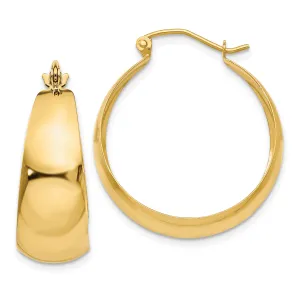 14K Gold Polished Tapered Hoop Earrings for Women, 28mm Elegant Design
