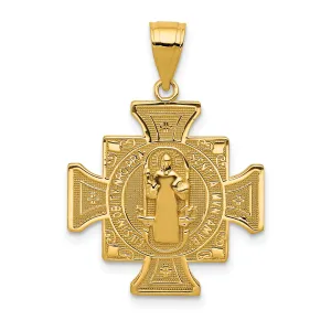 14K Gold San Benito Reversible Cross Pendant  Polished & Textured