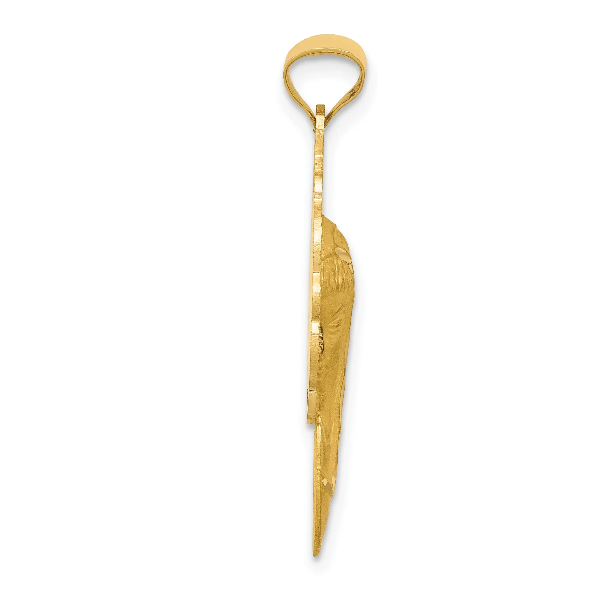 14K Gold Satin and Polished Mary Pendant with Solid Die-Struck Design