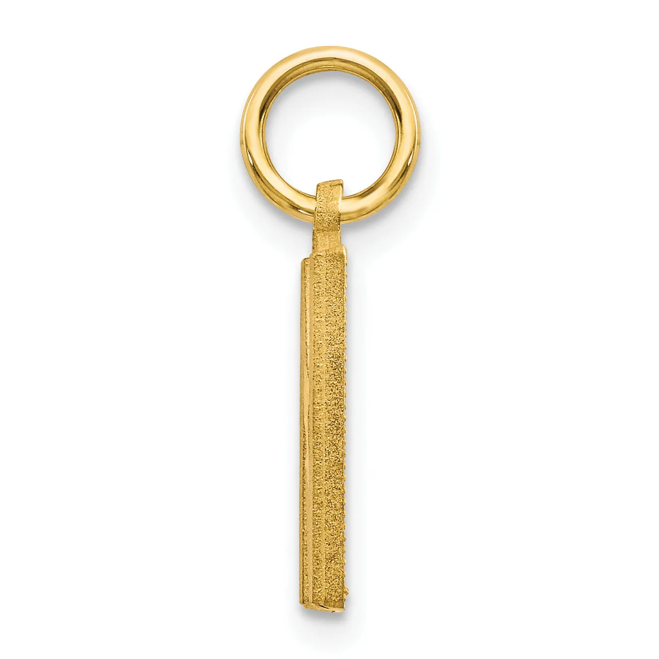 14K Gold Satin Diamond-Cut Letter N Initial Charm  Elegant Sandblasted Finish