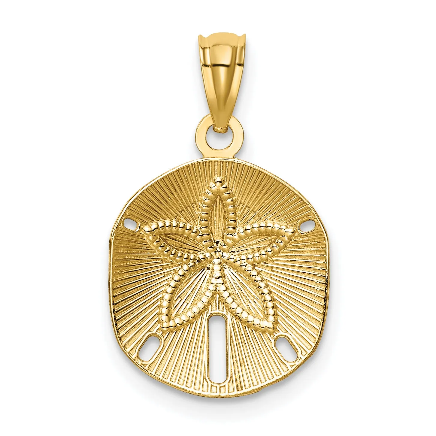 14K Gold Satin Diamond-Cut Sand Dollar Pendant  Elegant & Solid Design